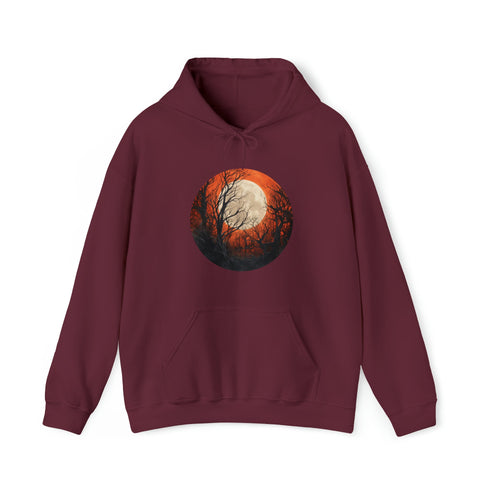 Halloween Harvest Moon - Graphic Hooded Sweatshirt Maroon